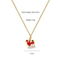 Detailed view of Santa on sleigh pendant with measurements 39+5cm chain and 11mm width - Santa Claus
