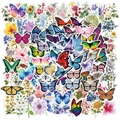 Bunte wasserfeste Schmetterling und Blumen Aufkleber Set für Motorräder und Koffer Deko - Schmetterling Blumen Serie (100 Stück)