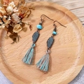 H2820-3 Leaf Tassel Earrings