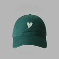Dark green baseball cap with white heart embroidery and breathable soft fabric - 55-59CM / Emerald