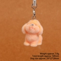 Cute orange flocked puppy charm with silver clasp and phone strap, weight 7g - Teddy Dog