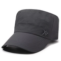 Quick-dry flat top cadet hat in dark grey with embroidered YS logo for outdoor use - Adjustable / Dark Gray