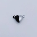 Detail view of heart-shaped magnetic clasp in black and silver for jewelry making - Heart / Dark Grey