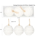 Three-piece set of white textured 8cm Christmas foam balls with sequins and wooden beads - Set of 3 / White