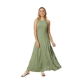 Vestido largo de punto verde hierba sin mangas con cintura entallada y dobladillo ancho - S / Verde