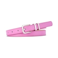 Pink slim leather belt with silver square buckle for women, minimalist Y2K style accessory - Rose Red