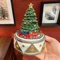 Classic green Christmas tree music box with a red train and starry base ornament - Train Christmas Tree (10.5*10.5*15cm)