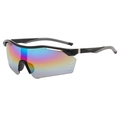 Occhiali da ciclismo con montatura nera a mezza luna e lenti colorate arcobaleno - Montatura Nera Lente a Specchio Colorata