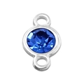 Conector de piedra de nacimiento plateada con cristal azul oscuro y doble lazo para joyas - Azul claro