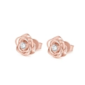 Elegant rose gold flower stud earrings with a sparkling central cubic zirconia stone - Rose Flower Studs