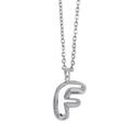 Polished silver alphabet F pendant necklace with minimalist metal curb chain - Letter F