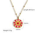 Collar de girasol en acero dorado con esmalte rosa fucsia y cadena ajustable 40+5cm - Rosa Roja