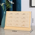 Linen ring display stand with wooden base in beige finish, 32.8cm wide for jewelry storage - 28-Slot Vertical Linen Ring Stand