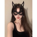 Geheimnisvolle Hasenohren-Maske aus schwarzer Spitze für Maskeraden und Cosplay - Schwarze Spitze Hasenohr Maske