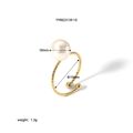 Detail of 10mm pearl on twisted 18K gold plated stainless steel ring showing 19mm inner diameter - 10mm Pearl Style (YYR023139-10)