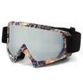 Colorful graffiti frame ski goggles with silver mirrored lens and adjustable strap - Orange Graffiti Frame Silver Mirror