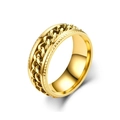 Premium gold-plated titanium steel rotatable chain ring for men with a unique spinner design - Size 6 / Embossed Chain Style / Gold