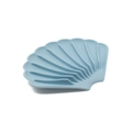 Sky blue shell-shaped silicone soap dish with a minimalist self-draining design for bathroom - Shell Style / Milky Blue