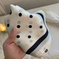 Polka dot square silk scarf in creamy white with black border and satin texture - White Polka Dot