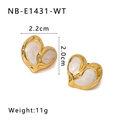 Detail view of gold heart earrings with white enamel showing 2.2cm width and 2.0cm height - 18K Gold