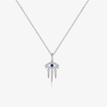 Elegante S925 Sterlingsilber Teufelsauge Halskette mit blauem Stein und Silberquasten - 925er Silber / Silberner Stil mit Stachelquasten (MMN567-1)