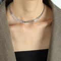 Collana girocollo minimalista in maglia d'acciaio al titanio argento dal design intrecciato - Collana Solo (XL43 Argento 40+5cm) / Color Acciaio