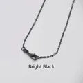 Glossy black metal necklace chain with lobster clasp and S925 engraved tag detail - Bright Black