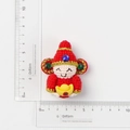 Handmade red God of Wealth knitted doll with gold ingot, 4.5cm miniature crochet keychain - Red God of Wealth Doll