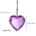 Detailed view of a purple 45mm heart crystal prism with exact size and weight dimensions - 4.4cm*4.5cm / Purple