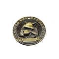 Antique bronze Samoyed dog tag with detailed pet head relief and brushed metal finish - Samoyed