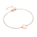 Elegant rose gold plated stainless steel bracelet with a smooth round pendant and O-chain - Rose Gold