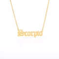 Macro detail of golden Scorpio gothic pendant on a fine stainless steel chain - Scorpio (Gold)