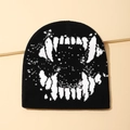 Zwarte gebreide muts met opvallende monstertandenprint voor stijlvolle winterwarmte - Slagtanden Stijl 2 (Stijl 2)