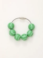 Green tennis bead bracelet with white stitch pattern and silver screw clasp - Tennis - Metal Wire Style
