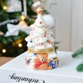 Portagioie in ceramica a forma di albero di Natale con orsetto e stella dorata - Albero di Natale Orso Bianco 7*12cm