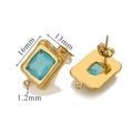 Goldene rechteckige Ohrringe mit blauen Zirkonia-Steinen und Maßen 16mm x 13mm - Blau
