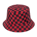 Cappello alla pescatora a scacchi rossi e neri in cotone per streetwear primavera estate - 58cm / Scacchi Rosso e Nero