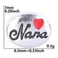 Silver oval Mama charm with red heart detail and dimensions 8.5x7mm for DIY bracelets - Silver Oval Red Heart-Mama