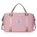 Pink quilted yoga travel bag with reinforced handles and adjustable shoulder strap - Pink