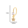 Gold star zircon piercing ring with heart dangle for women, size 1.4cm by 0.45cm - 10# Golden