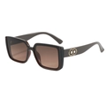 Lunettes de soleil carrées oversize pour femmes avec verres dégradés marron et accents dorés - Monture Café Foncé Verres Dégradés Marron