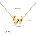 Size chart showing 50cm gold plated bubble letter W necklace dimensions and weight - Letter W