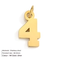 Polished 14K gold stainless steel Arabic number 4 pendant accessory, size 8x14mm - Number 4