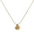 Elegante collar con colgante de concha dorada y cadena de serpiente fina de lujo chic - 【H6067】Collar de Concha / Dorado