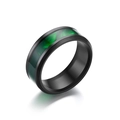 Elegant black titanium steel ring for men featuring a vibrant green resin inlay - Size 7 / Black Emerald Green