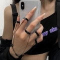 Fingerarmband im Punk-Stil mit Kettenring-Set in Schwarz für einen trendigen Streetwear-Look - Schwarz Fünf-Ring-Stil (S1111-b)