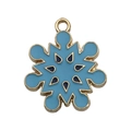 Ciondolo a fiocco di neve in smalto blu con bordo dorato per gioielli e orecchini DIY - Fiocco di Neve Blu Lago (14175) / 1 pezzo (19x21mm) / Oro Blu