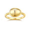 Minimalist 18K gold-plated S925 silver ring featuring a bold spherical moissanite setting - R15131+gra/black Card / US Size 7 / Circumference 54.3mm