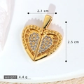 Golden micro-pave zircon heart wing locket pendant measuring 2.1cm wide and 2.5cm high - SMP54278-Gold Hollow Polka Dot Heart Pendant