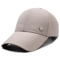 Berretto da baseball beige chiaro con placchetta in metallo SPORT e visiera lunga parasole - Regolabile / Cachi